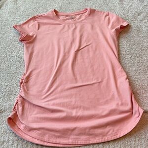 European brand butter t-shirt with ruffled sides in soft pink s. Mediam/Large